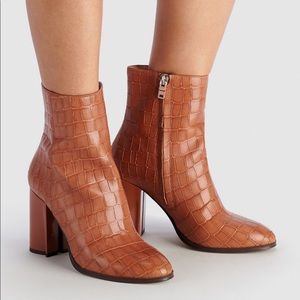 Coach Leather Mock Croc Boots 8